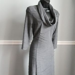 Sharagano Grey Cowl Neck Midi Dress Size 8